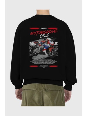 Ankhises Motosiklet Serisi 4 Arka Baskılı Oversize Sweatshirt Erkek Kadın Unisex