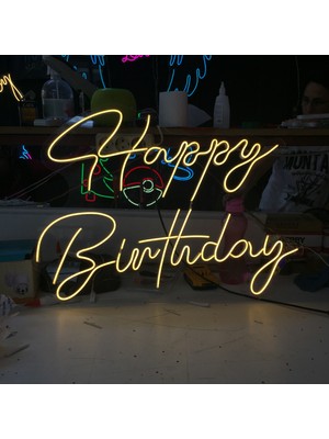 Neonled Happy Birthday 2 Neon LED Yazı (71X53 Cm) Parti & Organizasyon Dekoratif Aydınlatma