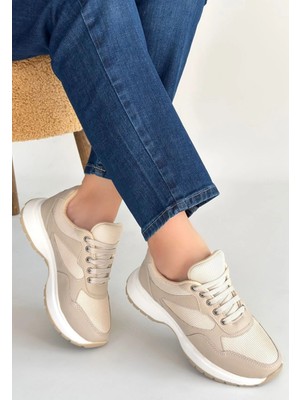 Mesga Butik Slar Vizon Cilt Bağcıklı Spor Ayakkabı