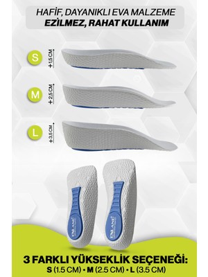 Exland Boy Uzatıcı Tabanlık (1.5 – 2.5 – 3.5 Cm) Gizli Topuk, Yüksek Taban, Topuk Yükseltici (1 Çift)