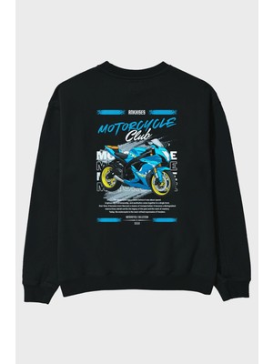 Ankhises Motosiklet Serisi 11 Arka Baskılı Oversize Sweatshirt Erkek Kadın Unisex