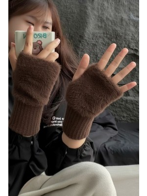 Hitit Socks Kadın 1 Çift Kışlık Parmaksız Termal Esnek Polarlı Peluş Eldiven