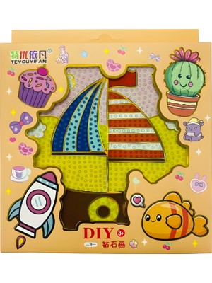 Elegantshop 5d Yapışan Boncuk Goblen Mozaik Tablo Pano 15*15 cm Tekne