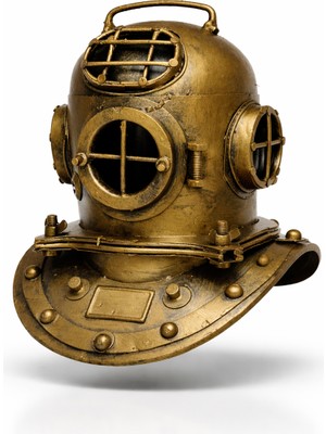 Hediyemio Dekoratif Metal Dalgıç Başlığı – Nostaljik Deniz Temalı Masa & Raf Dekoru