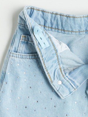 Lc Waikiki Yeni Sezon Beli Ayarlanabilir Lastikli Taşlı Kız Çocuk Jean Etek