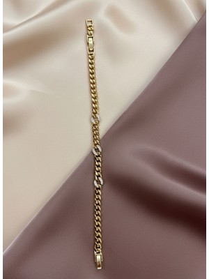 Zarene Silver Xuping Taşlı Zincir Bileklik 14K Gold