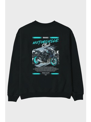 Ankhises Motosiklet Serisi 21 Arka Baskılı Oversize Sweatshirt Erkek Kadın Unisex