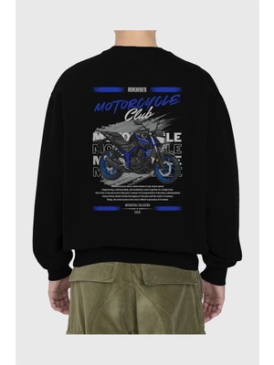 Ankhises Motosiklet Serisi 22 Arka Baskılı Oversize Sweatshirt Erkek Kadın Unisex