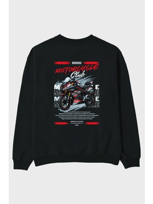 Ankhises Motosiklet Serisi 17 Arka Baskılı Oversize Sweatshirt Erkek Kadın Unisex