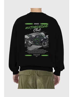 Ankhises Motosiklet Serisi 13 Arka Baskılı Oversize Sweatshirt Erkek Kadın Unisex
