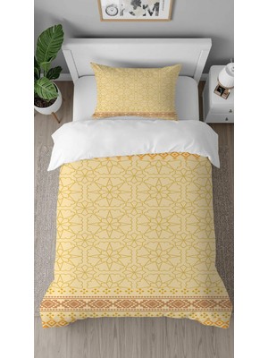 Greendecor Otantik Afrika Anadolu Motif Desenli Baskılı Özel Tasarım Çarşafsız Tek Kişilik Şık Nevresim Takımı