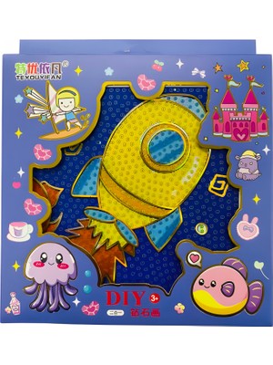 Elegantshop 5d Yapışan Boncuk Goblen Mozaik Tablo Pano 15*15 cm Uzay Gemisi