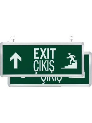 Zibox Horoz Robson HL330 3 Watt 160 Lümen Şarjlı Acil Çıkış Yukarı Merdiven EXIT Levhası Özellikleri (2'li Paket)