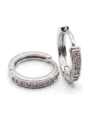 Remstdrk Taşlı Halka Küpe - Gümüş