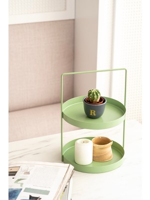 Rarart Concept 2 Katlı Yeşil Metal Organizer - Çok Amaçlı Düzenleyici - Luna