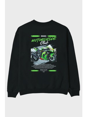 Ankhises Motosiklet Serisi 14 Arka Baskılı Oversize Sweatshirt Erkek Kadın Unisex