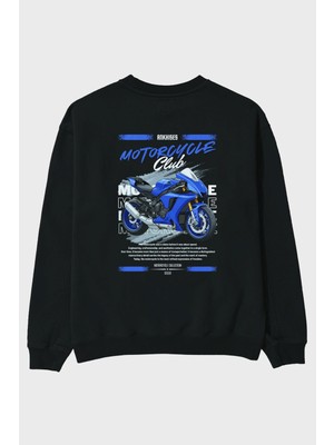 Ankhises Motosiklet Serisi 31 Arka Baskılı Oversize Sweatshirt Erkek Kadın Unisex