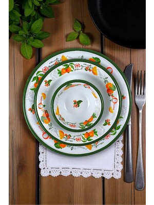 UltraMint 13-24-30 No 3'lü Emaye Yemek Tabağı Seti, Dayanıklı ve Şık Tasarım