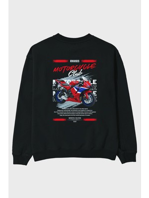 Ankhises Motosiklet Serisi 24 Arka Baskılı Oversize Sweatshirt Erkek Kadın Unisex
