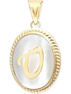 Hakan Mücevherat Ü Harfi Sedefli 14 Ayar Altın Kolye Ucu