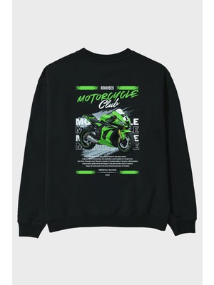 Ankhises Motosiklet Serisi 6 Arka Baskılı Oversize Sweatshirt Erkek Kadın Unisex