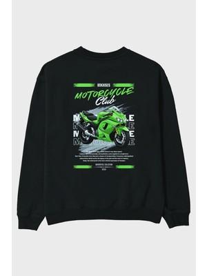 Ankhises Motosiklet Serisi 12 Arka Baskılı Oversize Sweatshirt Erkek Kadın Unisex