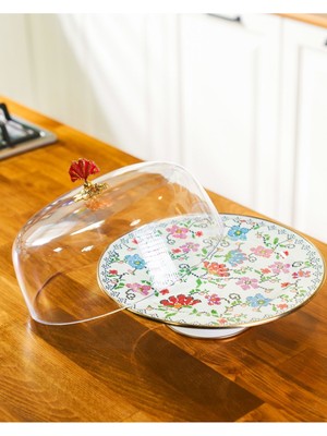 UltraMint Emaye 30 cm Ayaklı Kek Fanusu, Şık ve Dayanıklı Tasarım