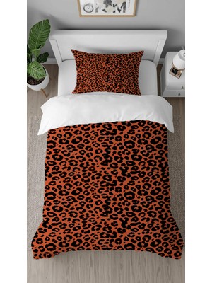 Greendecor Panter Leopar Desenli Baskılı Özel Tasarımlı Çarşafsız Tek Kişilik Tarz Şık Nevresim Takımı