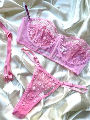 Hama Love Kadın Pembe Dantelli Büstiyer Iç Çamaşır Takımı
