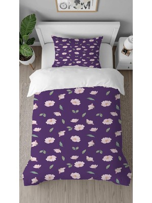 Greendecor Papatya Çiçek Desenli Baskılı Özel Tasarımlı Çarşafsız Tek Kişilik Tarz Şık Nevresim Takımı