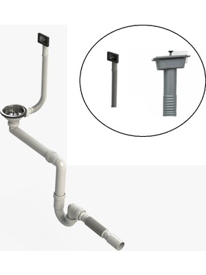 Melek Yapı Çöpmak Taşmalı Evye Sifonu Dirsekli Flex Tahliyeli Yer Tasarruflu Model