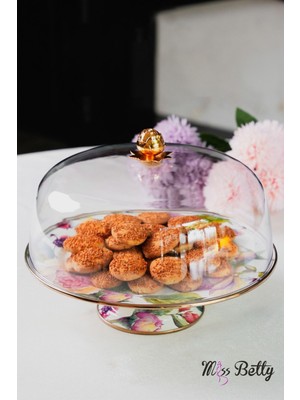 UltraMint Emaye Ayaklı 30 cm Kek Fanusu, Şık ve Dayanıklı Tasarım