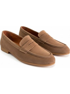 Ne&Ve Shoes Süet Hakiki Deri Kadın Loafer Ayakkabı