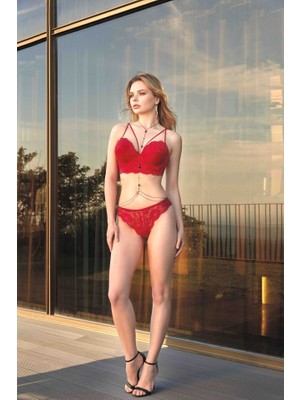 Nurteks Desteksiz Sütyen Külot Takımı Kırmızı - 85B