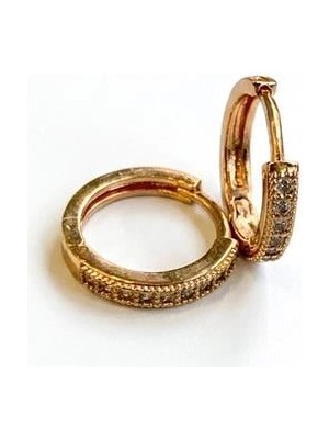 Remstdrk Taşlı Halka Küpe - Altın