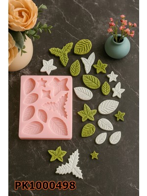 Poyrish PK1000498 - Silikon Kalıp Mum Kalıbı Çoklu Yapraklar