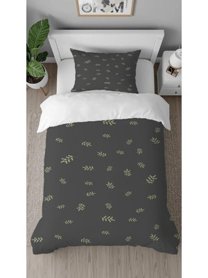 Greendecor Tüy Pembe Lacivert Desenli Baskılı Özel Tasarımlı Çarşafsız Tek Kişilik Tarz Şık Nevresim Takımı