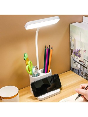 Mucit Home Şarjlı Masa Lambası Telefon Standlı Kademeli Ders Çalışma Okuma Işığı Gece Lambası