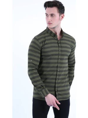buğrahayalin Erkek Günlük Çizgili Full Likralı Gömlek
