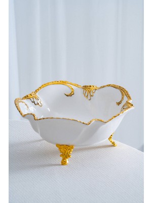 UltraMint Şık Edwina Yuvarlak Porselen Sunumluk, 25 Cm, Elegant ve Kullanışlı Tasarım