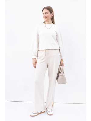 ALLDAY Taş-Paçası Yırtmaçlı Likralı Eşofman Altı