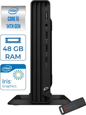 Hp Pro Mini 400 G9 Intel Core I5 14500T 4.8ghz Ddr4 48GB 512GB SSD Wi-Fi 6 Bt5.3 UHD Graphics 770 Windows 11 Home Mini Bilgisayar 937R4EAH17 + Zettausb