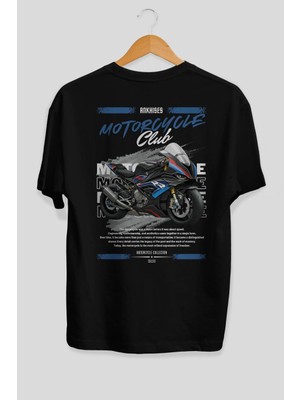 Ankhises Motosiklet Serisi 1 Arka Baskılı Oversize T-Shirt %100 Pamuk Erkek Kadın