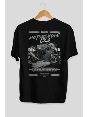 Ankhises Motosiklet Serisi 10 Arka Baskılı Oversize T-Shirt %100 Pamuk Erkek Kadın