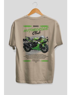 Ankhises Motosiklet Serisi 15 Arka Baskılı Oversize T-Shirt %100 Pamuk Erkek Kadın