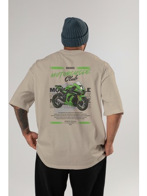 Ankhises Motosiklet Serisi 6 Arka Baskılı Oversize T-Shirt %100 Pamuk Erkek Kadın