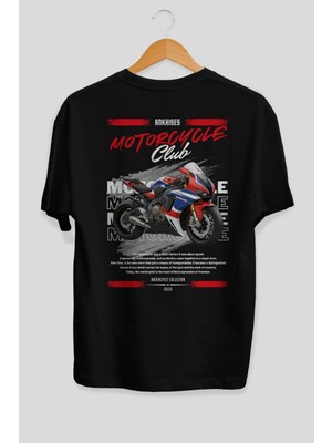 Ankhises Motosiklet Serisi 3 Arka Baskılı Oversize T-Shirt %100 Pamuk Erkek Kadın