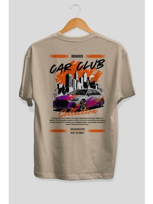 Ankhises Araba Club Serisi 1 Arka Baskılı Oversize T-Shirt %100 Pamuk Erkek Kadın