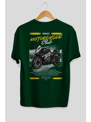 Ankhises Motosiklet Serisi 16 Arka Baskılı Oversize T-Shirt %100 Pamuk Erkek Kadın