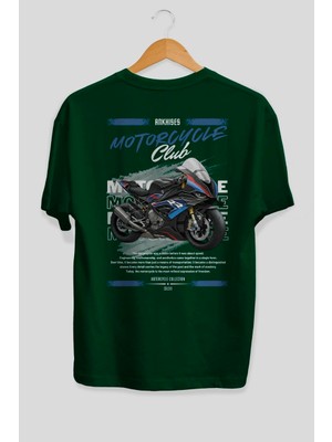 Ankhises Motosiklet Serisi 1 Arka Baskılı Oversize T-Shirt %100 Pamuk Erkek Kadın